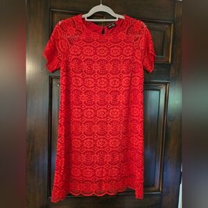 Dee Elle Vibrant Red Lace Mini Dress